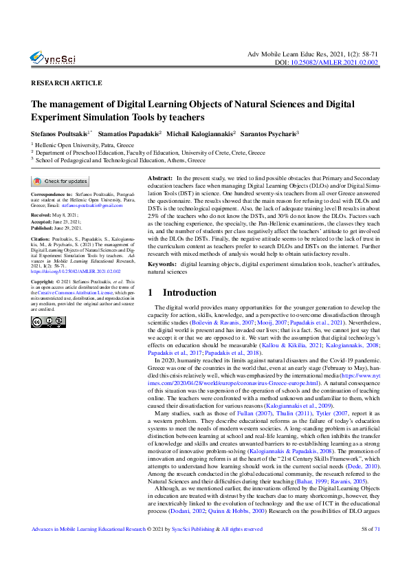 (PDF) The management of Digital Learning Objects of Natural Sciences ...