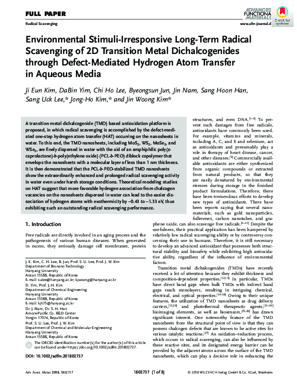 (PDF) Environmental Stimuli‐Irresponsive Long‐Term Radical Scavenging ...