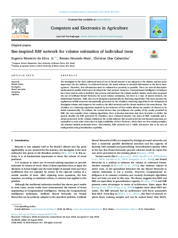 (PDF) Bee-inspired RBF network for volume estimation of individual trees