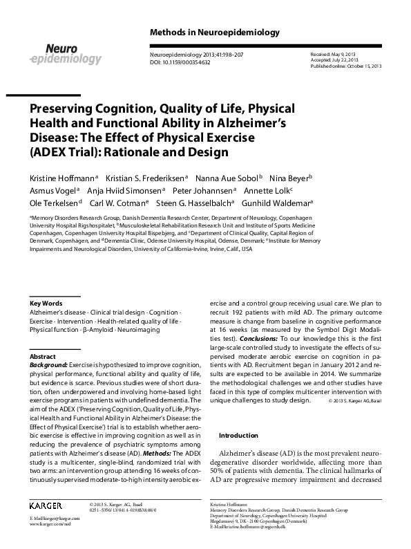 (PDF) Preserving Cognition, Quality of Life, Physical Health and ...