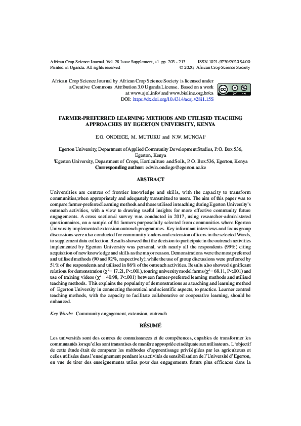 (PDF) Farmer-preferred learning methods and utilised teaching ...
