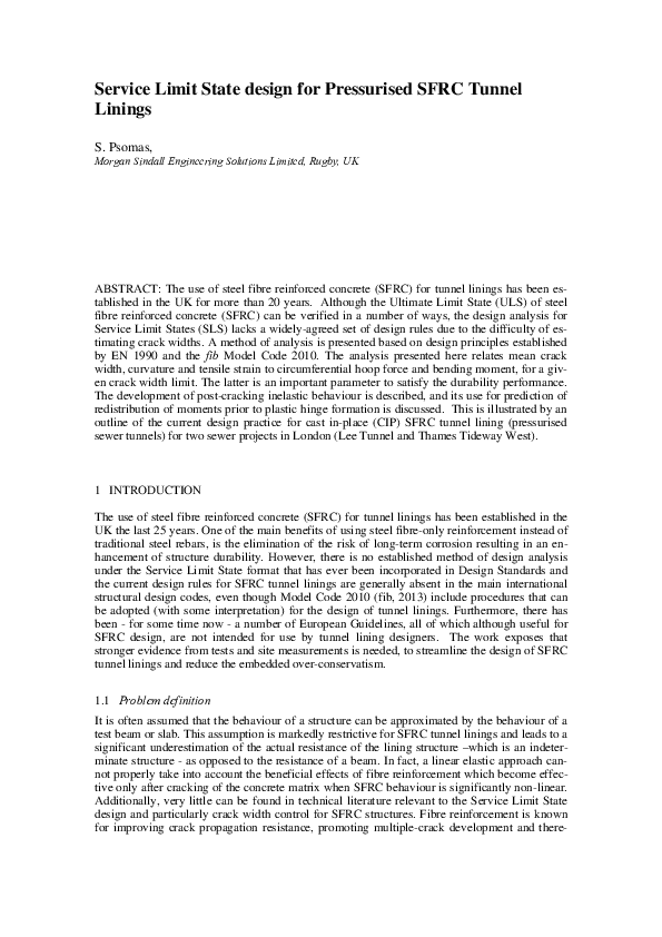 (PDF) Psomas SLS design for Pressurised SFRC linings