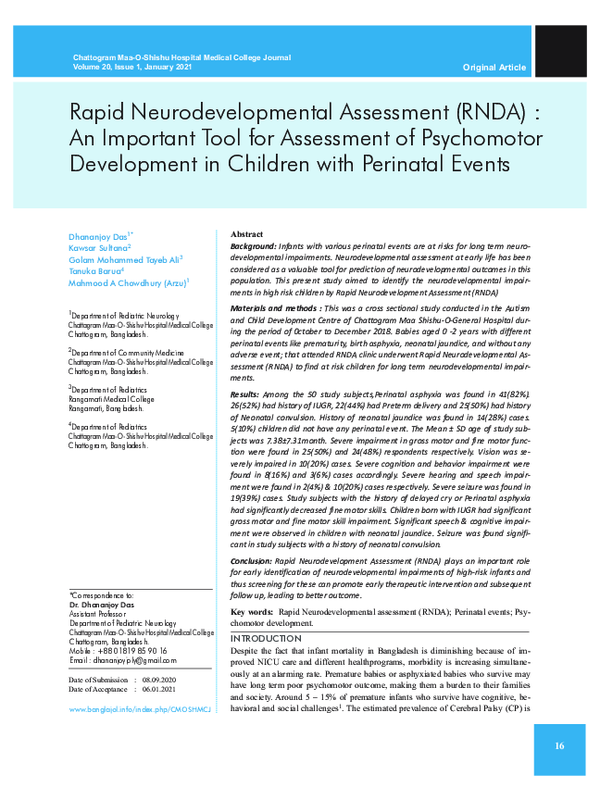 (PDF) Rapid Neurodevelopmental Assessment (RNDA) : An Important Tool ...