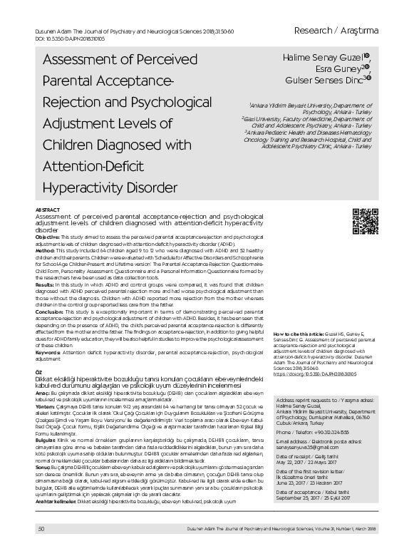 (PDF) Assessment of perceived parental acceptance-rejection and ...