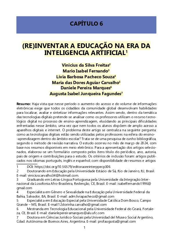 (PDF) (Re) inventar a educação na era da Inteligencia Artificial