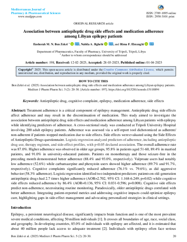 (PDF) Association between antiepileptic drug side effects and ...