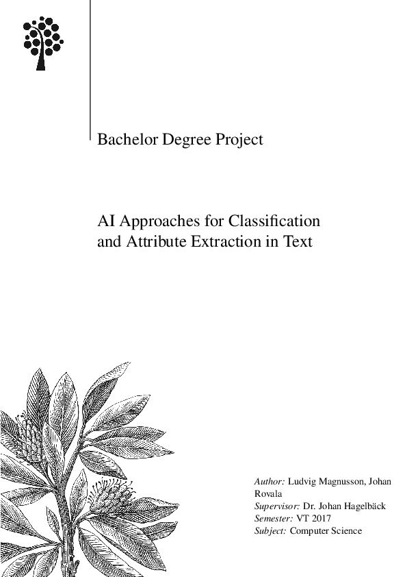 (PDF) AI Approaches for Classification and Attribute Extraction in Text