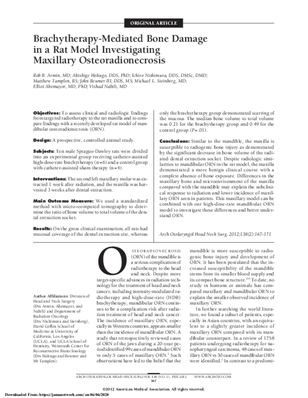 (PDF) Brachytherapy-Mediated Bone Damage in a Rat Model Investigating ...