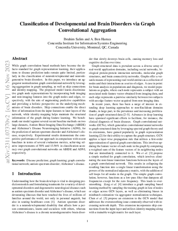 (PDF) Classification of developmental and brain disorders via graph ...