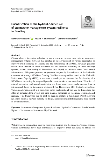 (PDF) Quantification of the hydraulic dimension of stormwater ...