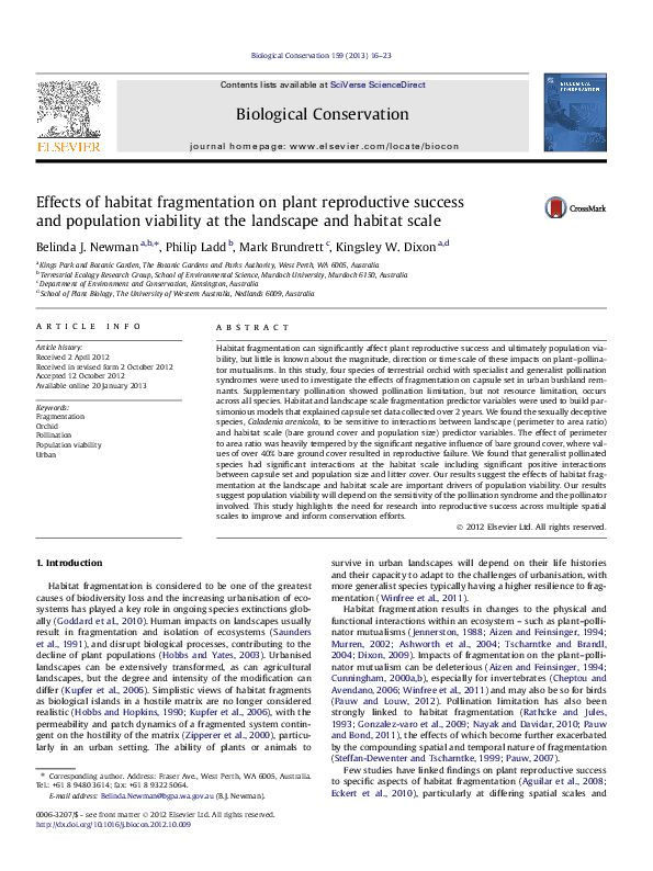 (PDF) Effects of habitat fragmentation on plant reproductive success ...