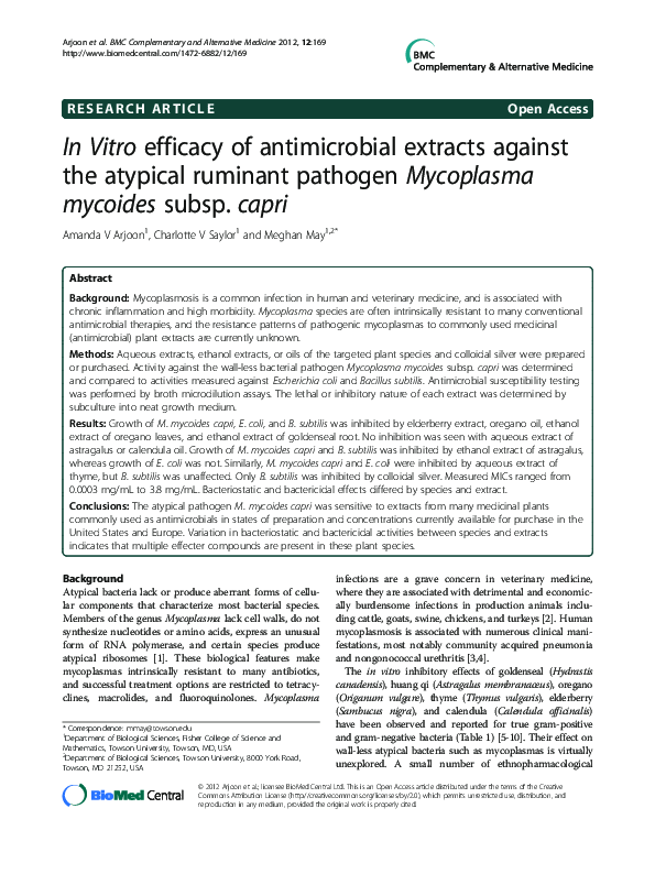 (PDF) In Vitro efficacy of antimicrobial extracts against the atypical ...
