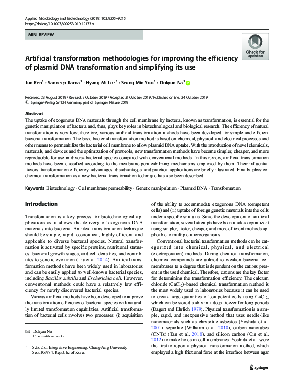 (PDF) Artificial transformation methodologies for improving the ...