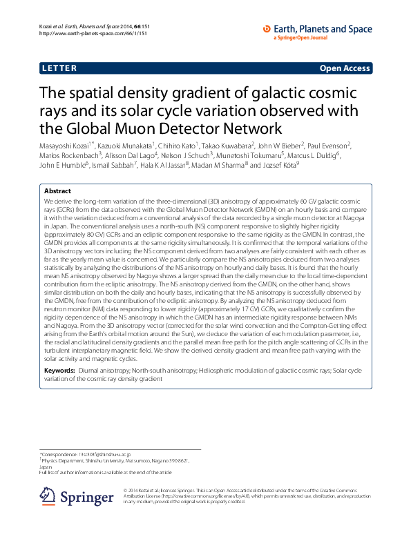 (PDF) The spatial density gradient of galactic cosmic rays and its ...