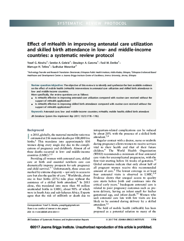 (PDF) Effect of mHealth in improving antenatal care utilization and ...