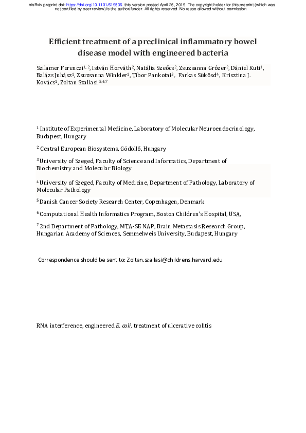 (PDF) Efficient treatment of a preclinical inflammatory bowel disease ...