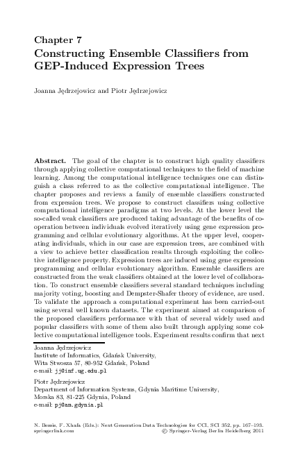 (PDF) Constructing Ensemble Classifiers from GEP-Induced Expression Trees