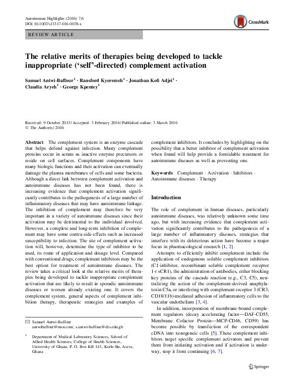 (PDF) The relative merits of therapies being developed to tackle ...