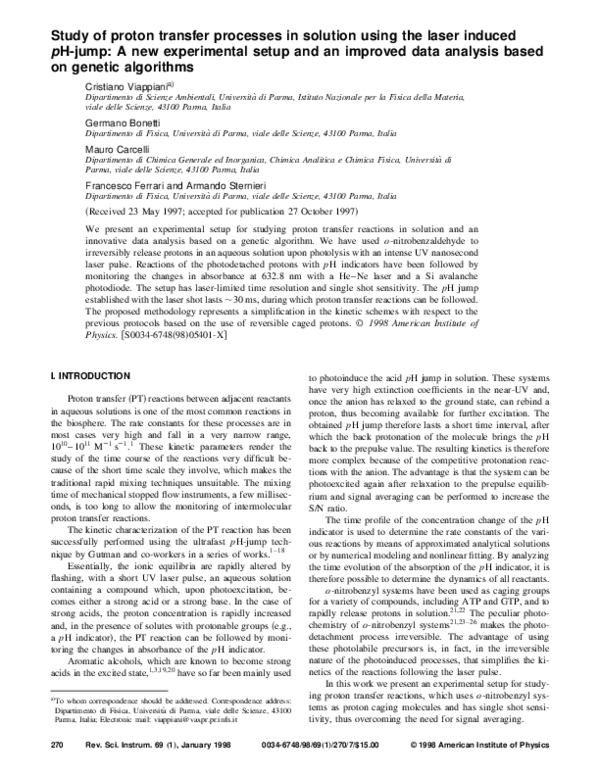 (PDF) Study of proton transfer processes in solution using the laser ...