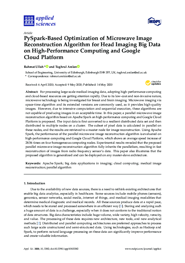 (PDF) PySpark-Based Optimization of Microwave Image Reconstruction ...