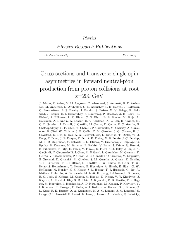 (PDF) Cross Sections and Transverse Single-Spin Asymmetries in Forward ...