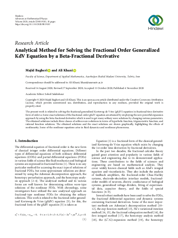 (PDF) Analytical Method for solving fractional order generalized KdV ...