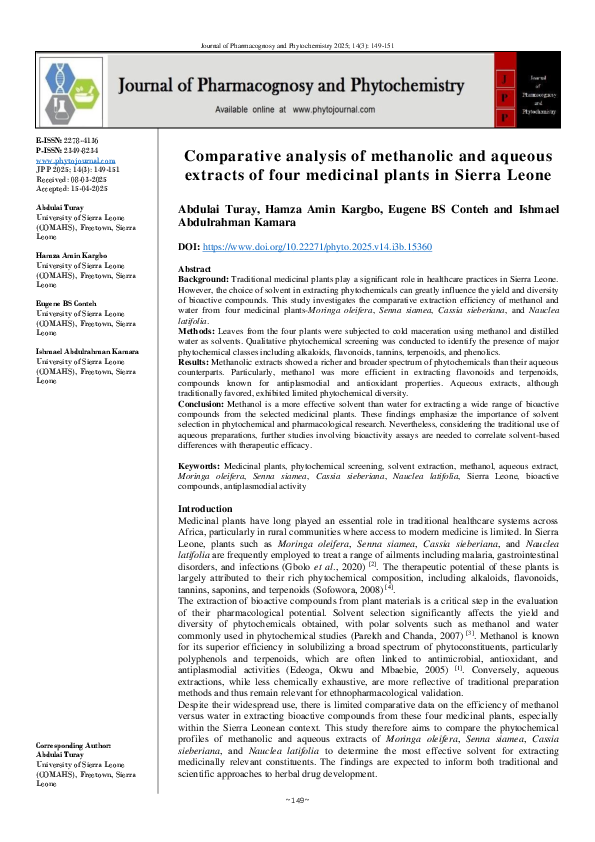 (PDF) Comparative analysis of methanolic and aqueous extracts of four ...