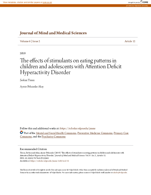 (PDF) The effects of stimulants on eating patterns in children and ...