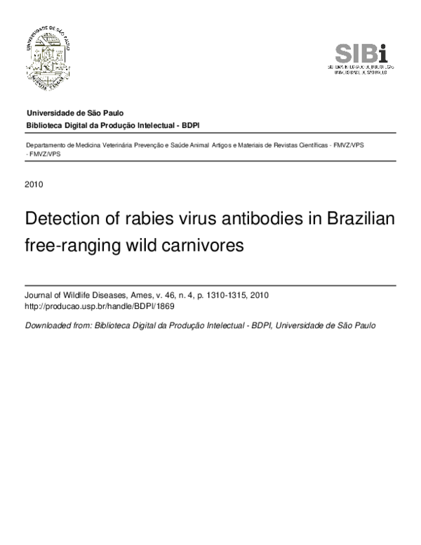 (PDF) Detection of Rabies Virus Antibodies in Brazilian Free-Ranging ...