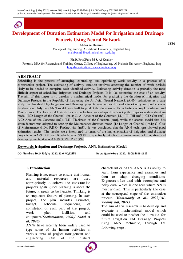 (PDF) 5. Development of Duration Estimation Model for Irrigation and ...