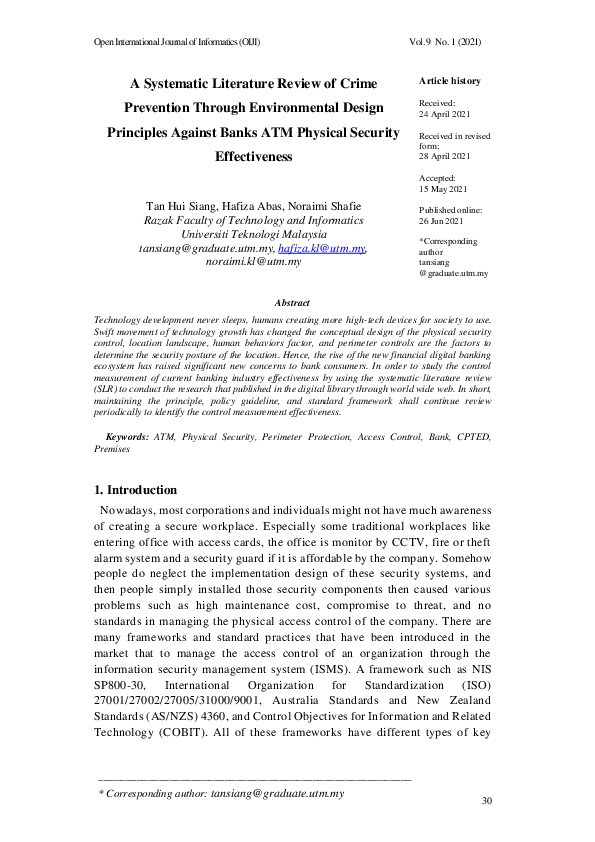 (PDF) Systematic Literature Review of Crime Prevention Through ...