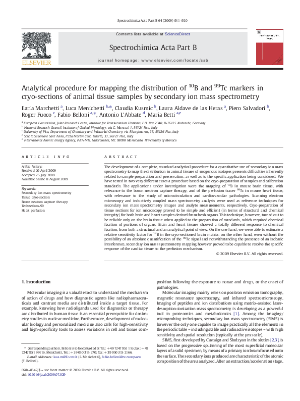 (PDF) Analytical procedure for mapping the distribution of 10B and 99Tc ...