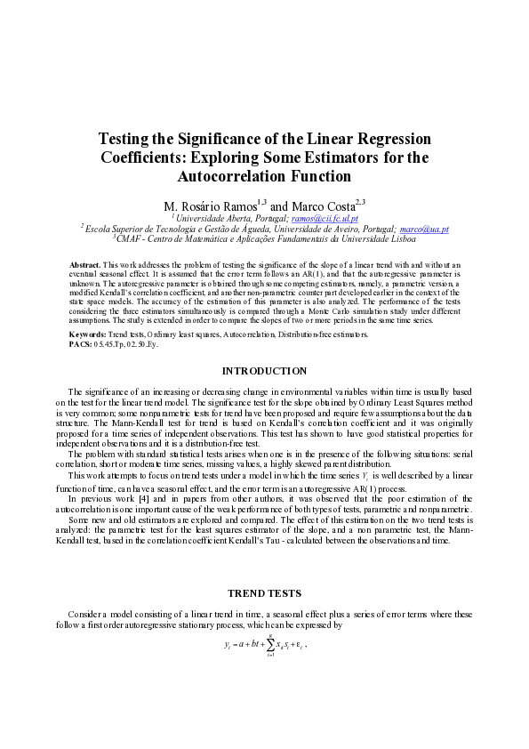 (PDF) Testing the Significance of the Linear Regression Coefficients ...