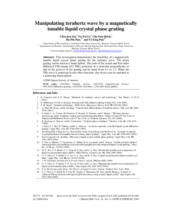 (PDF) Manipulating terahertz wave by a magnetically tunable liquid ...