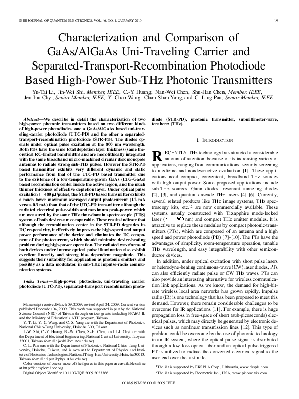 (PDF) Characterization and Comparison of GaAs/AlGaAs Uni-Traveling ...