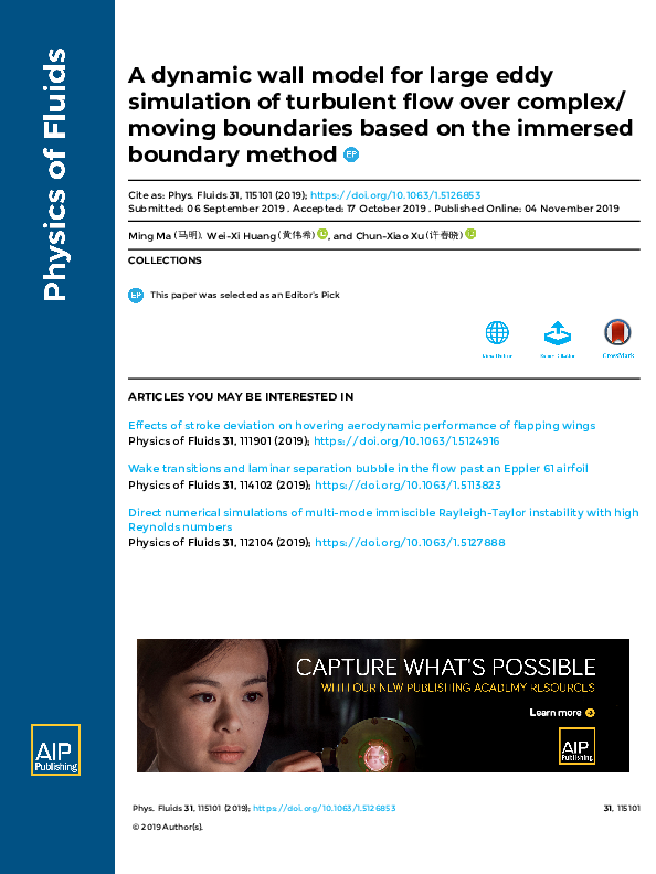 (PDF) A dynamic wall model for large eddy simulation of turbulent flow ...