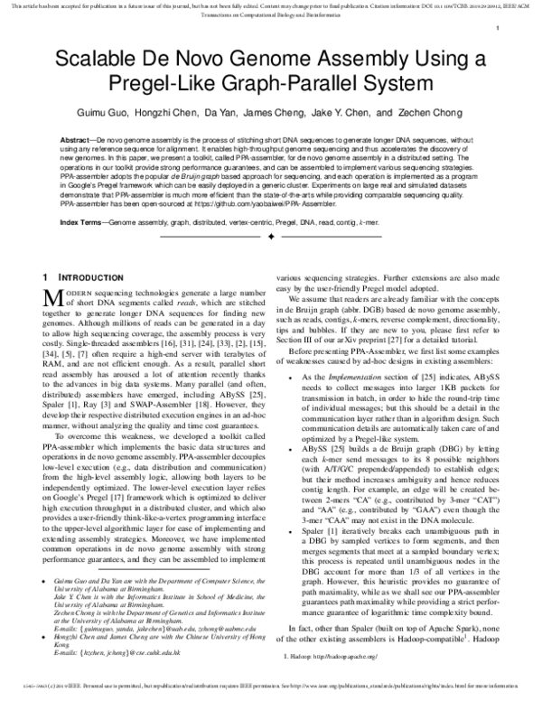 (PDF) Scalable De Novo Genome Assembly Using a Pregel-Like Graph ...