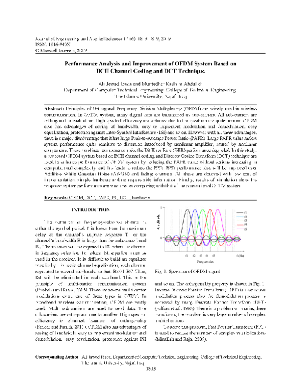 (PDF) Performance Analysis and Improvement of OFDM System Based on BCH ...