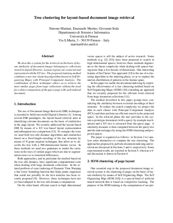 (PDF) Tree clustering for layout-based document image retrieval