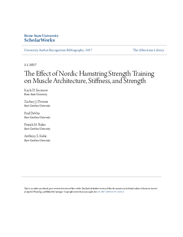 (PDF) The effect of Nordic hamstring strength training on muscle ...