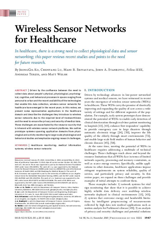 (PDF) Wireless Sensor Networks for Healthcare