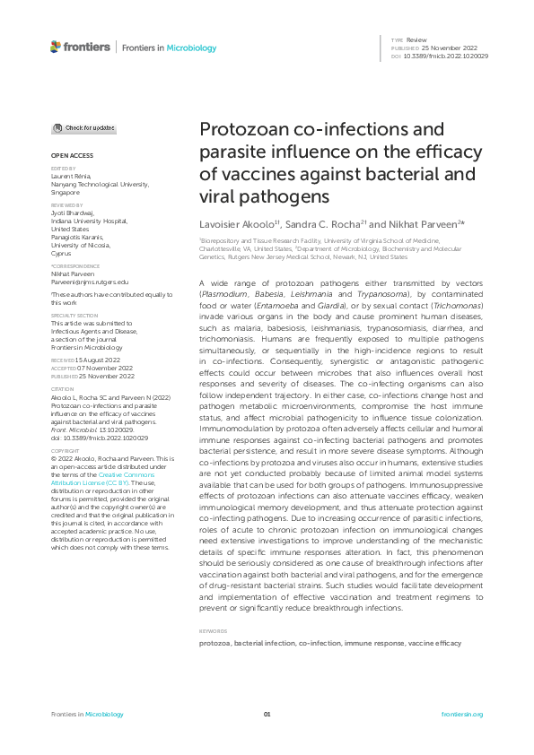 (PDF) Protozoan co-infections and parasite influence on the efficacy of ...