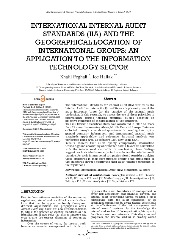 (PDF) International internal audit standards (IIA) and the geographical ...