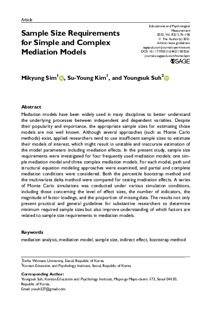 (PDF) Sample Size Requirements for Simple and Complex Mediation Models
