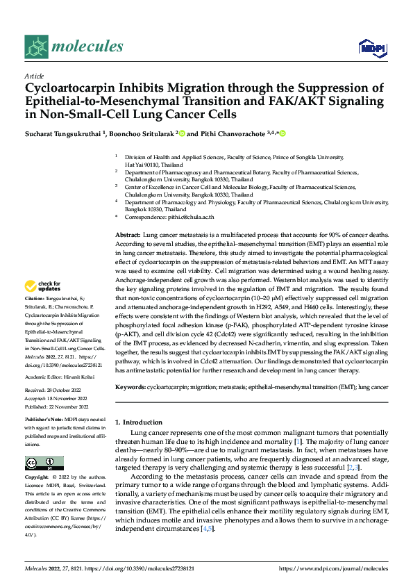 (PDF) Cycloartocarpin Inhibits Migration through the Suppression of ...