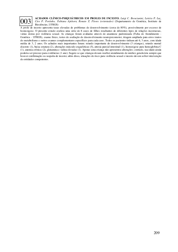 (PDF) Achados clínico-psiquiátricos em proles de incesto