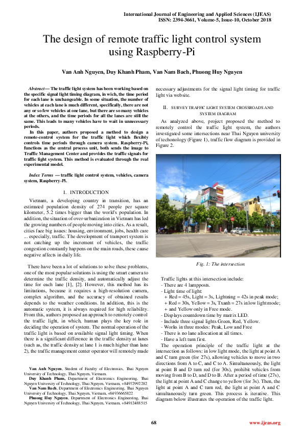 (PDF) The design of remote traffic light control system using Raspberry-Pi