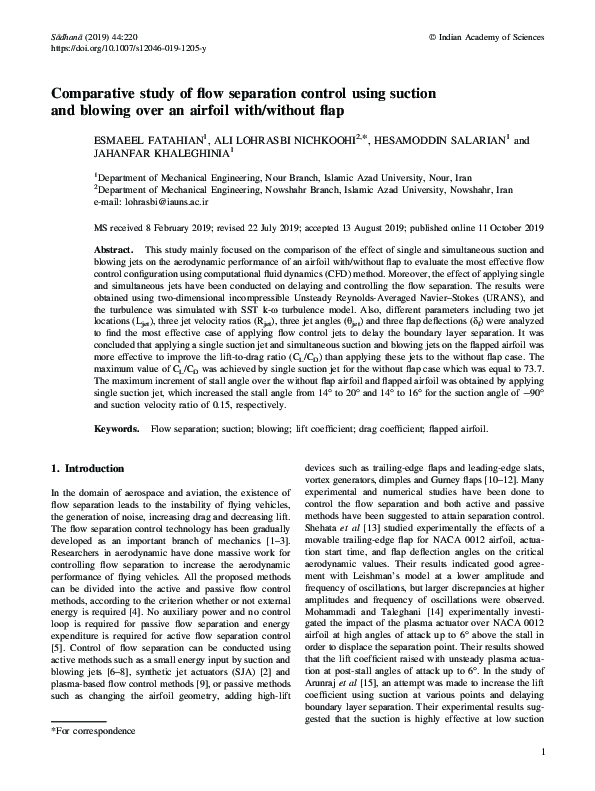 (PDF) Comparative study of flow separation control using suction and ...