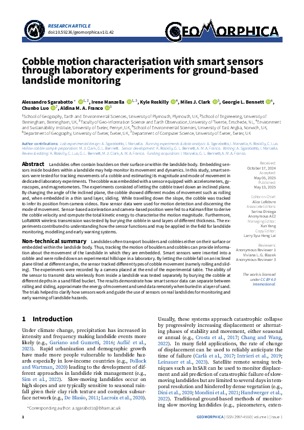 (PDF) Cobble motion characterisation with smart sensors through ...