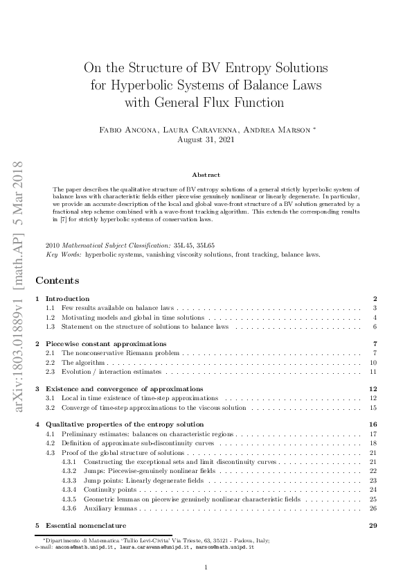 (PDF) On the structure of solutions for general hyperbolic systems of ...